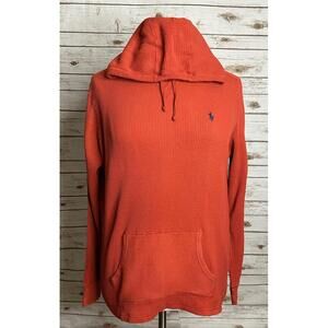 Polo Ralph Lauren red cotton waffle knit thermal long sleeve pullover hoodie XL